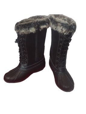 Sporto leather faux fur and man made materials duck boot tall size 8.5